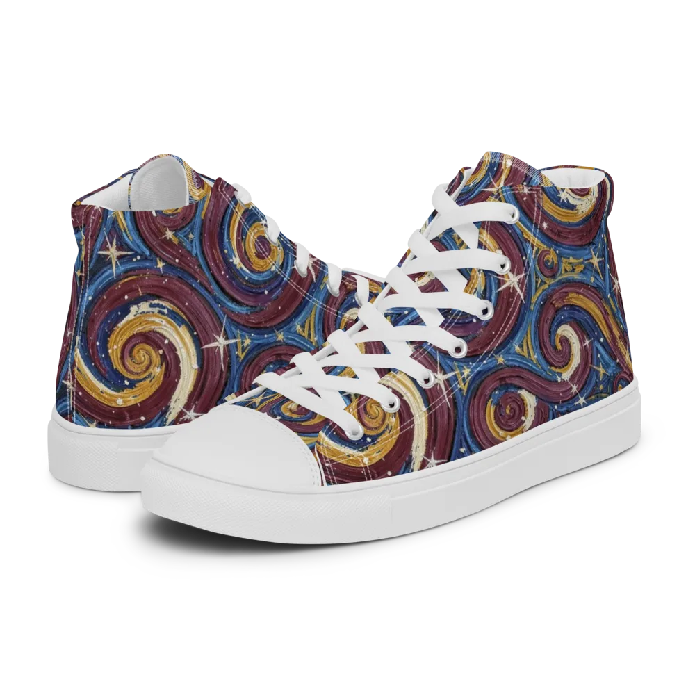 Astral Whorl on Men's High Top Canvas Shoes — Left