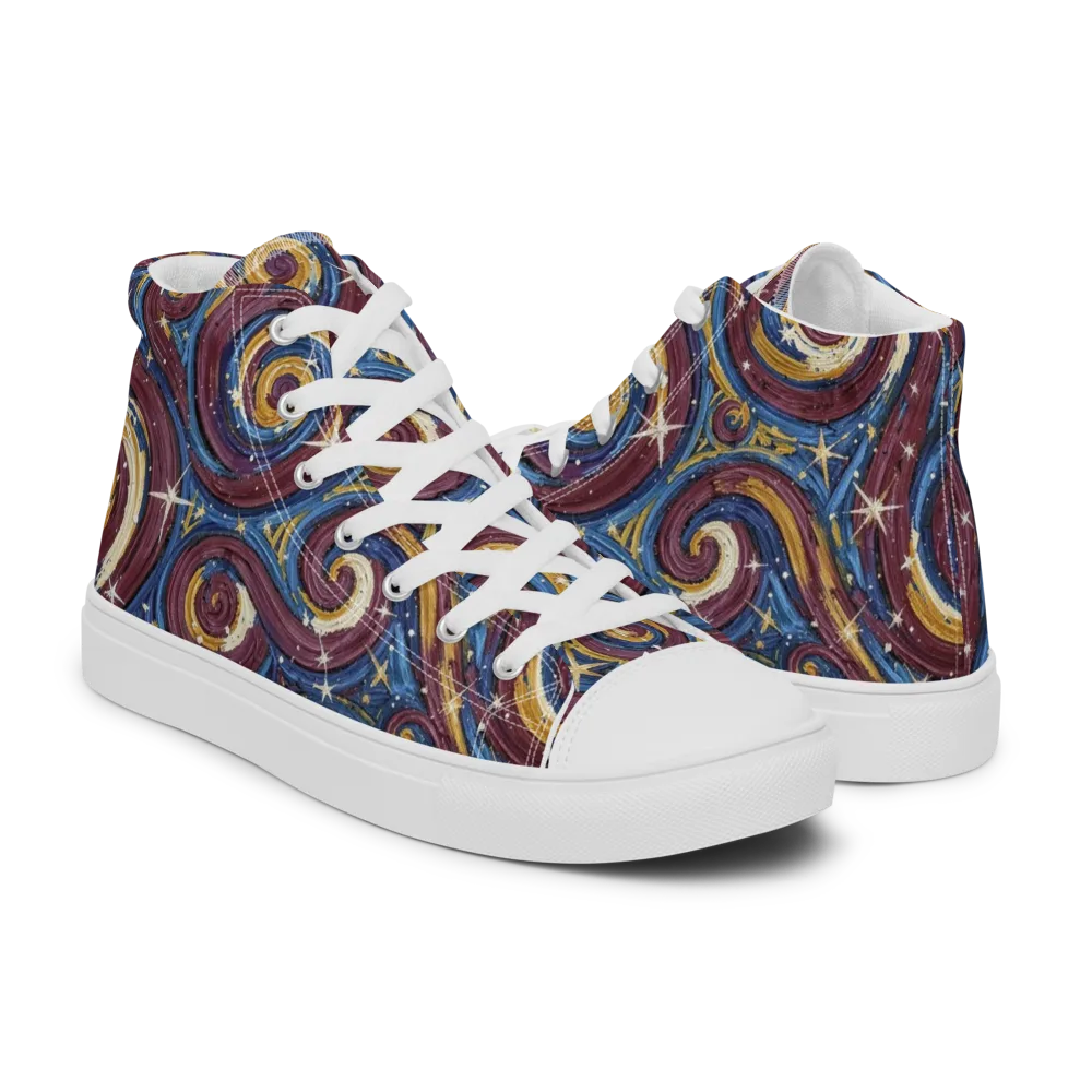 Astral Whorl on Men's High Top Canvas Shoes — Right