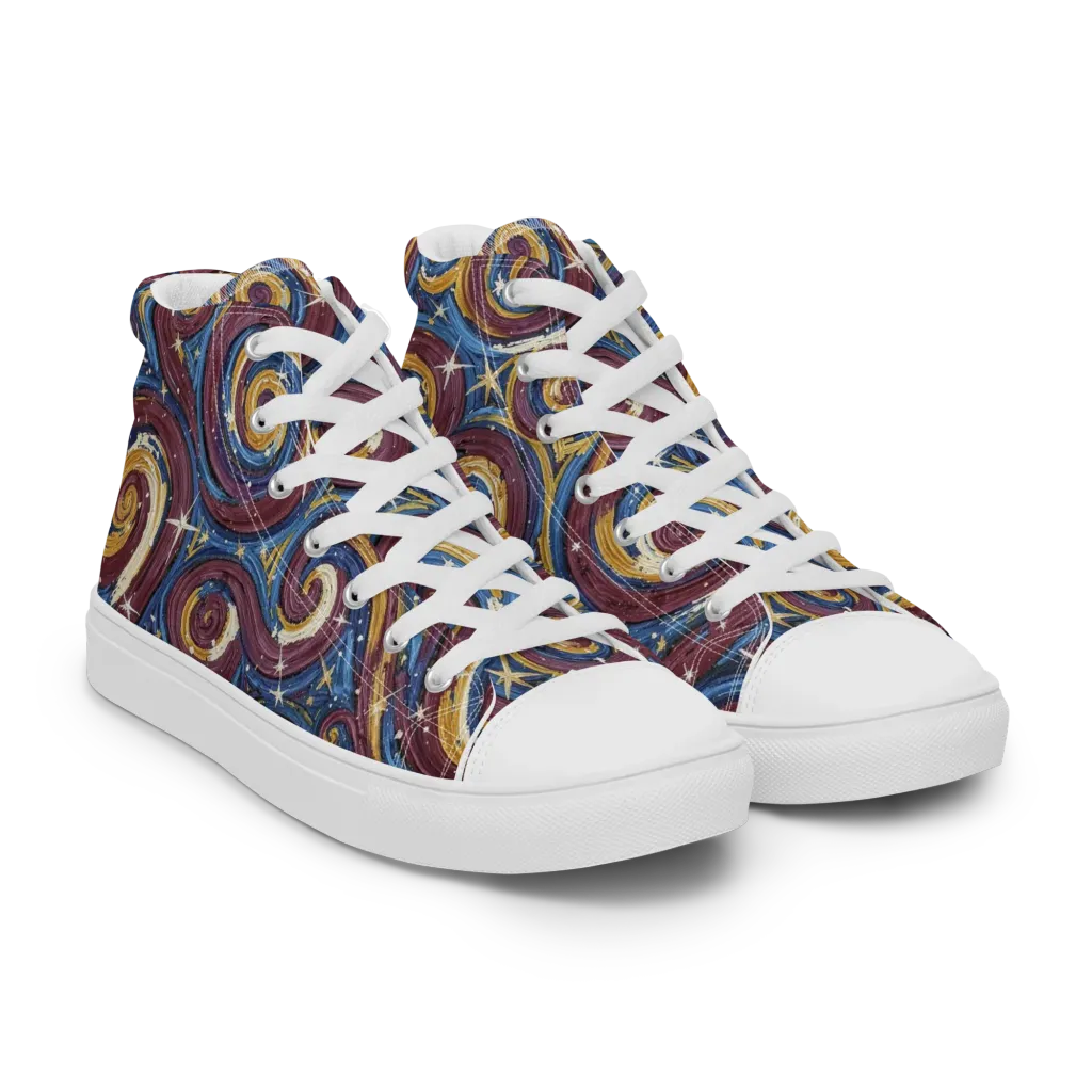Astral Whorl on Women's High Top Canvas Shoes — Right Front