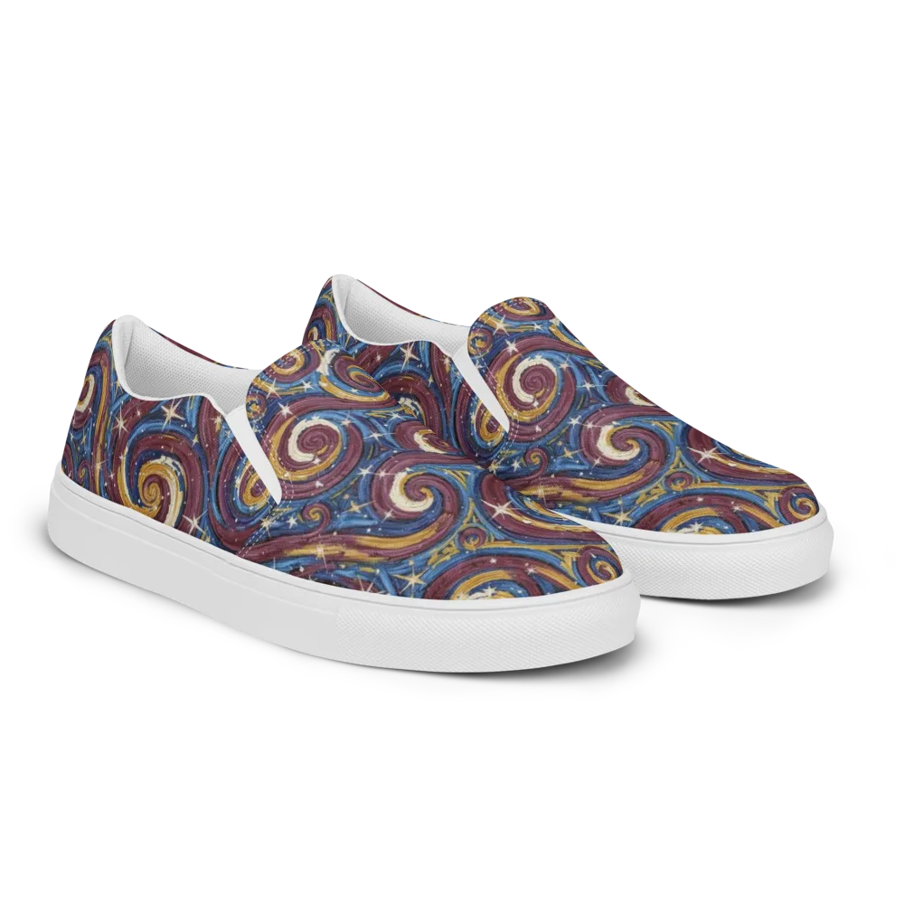 Astral Whorl on Men's Slip-On Canvas Shoes — Right Front