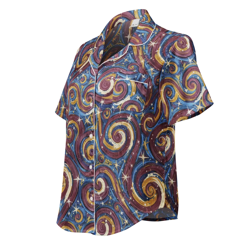 Astral Whorl on Women's Short Sleeve Pajama Top — Left Front