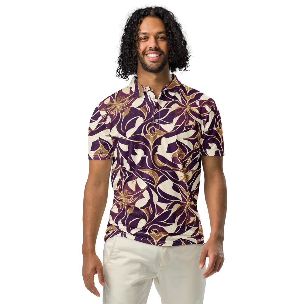 Amethyst Filigree on Men's Slim Fit Polo Shirt — Front