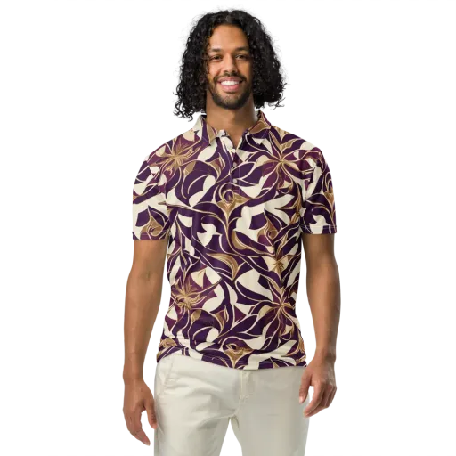 Amethyst Filigree on a Men's Slim Fit Polo Shirt