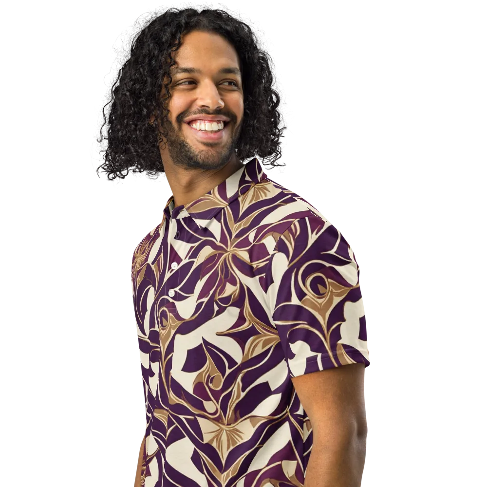 Amethyst Filigree on Men's Slim Fit Polo Shirt — Left Front