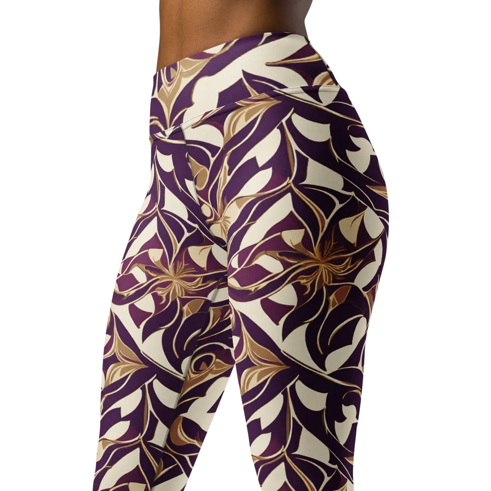Amethyst Filigree on Yoga Leggings — Left Front
