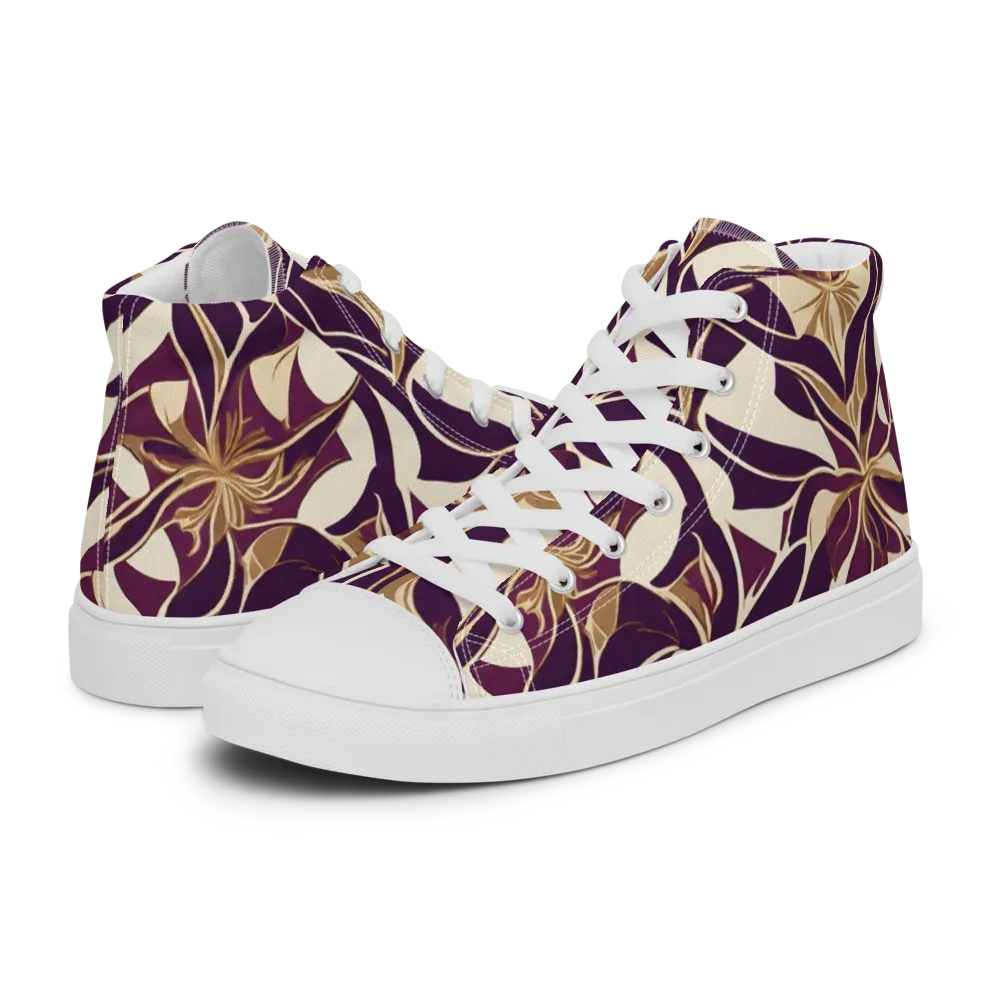 Amethyst Filigree on Men's High Top Canvas Shoes — Left