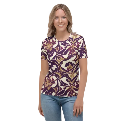 Amethyst Filigree on a Women's Crew Neck T-Shirt