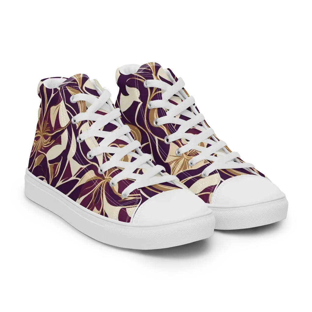 Amethyst Filigree on Women's High Top Canvas Shoes — Right Front