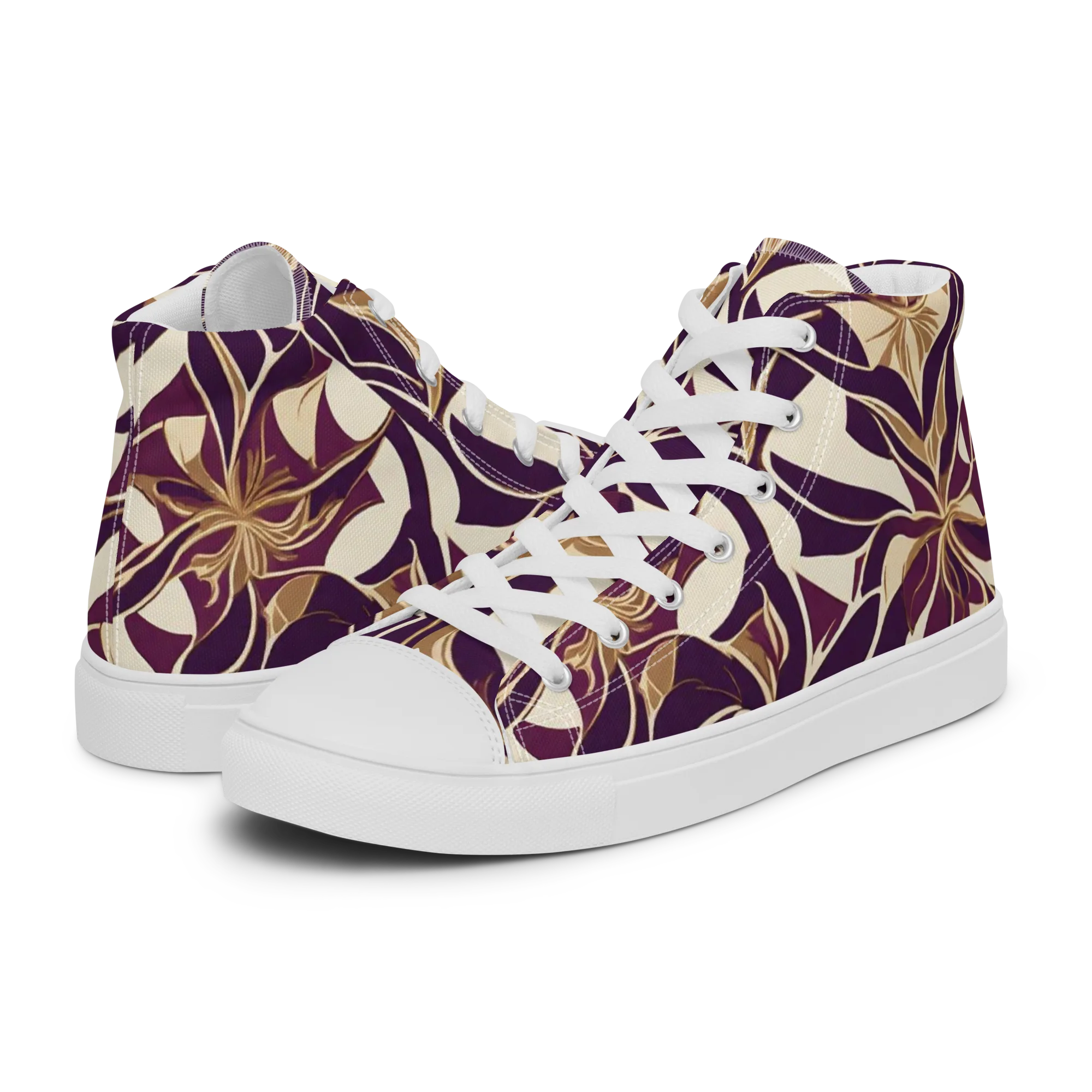 Amethyst Filigree on Women's High Top Canvas Shoes — Left
