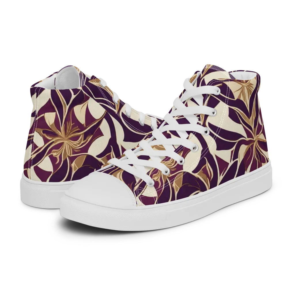 Amethyst Filigree on Women's High Top Canvas Shoes — Left