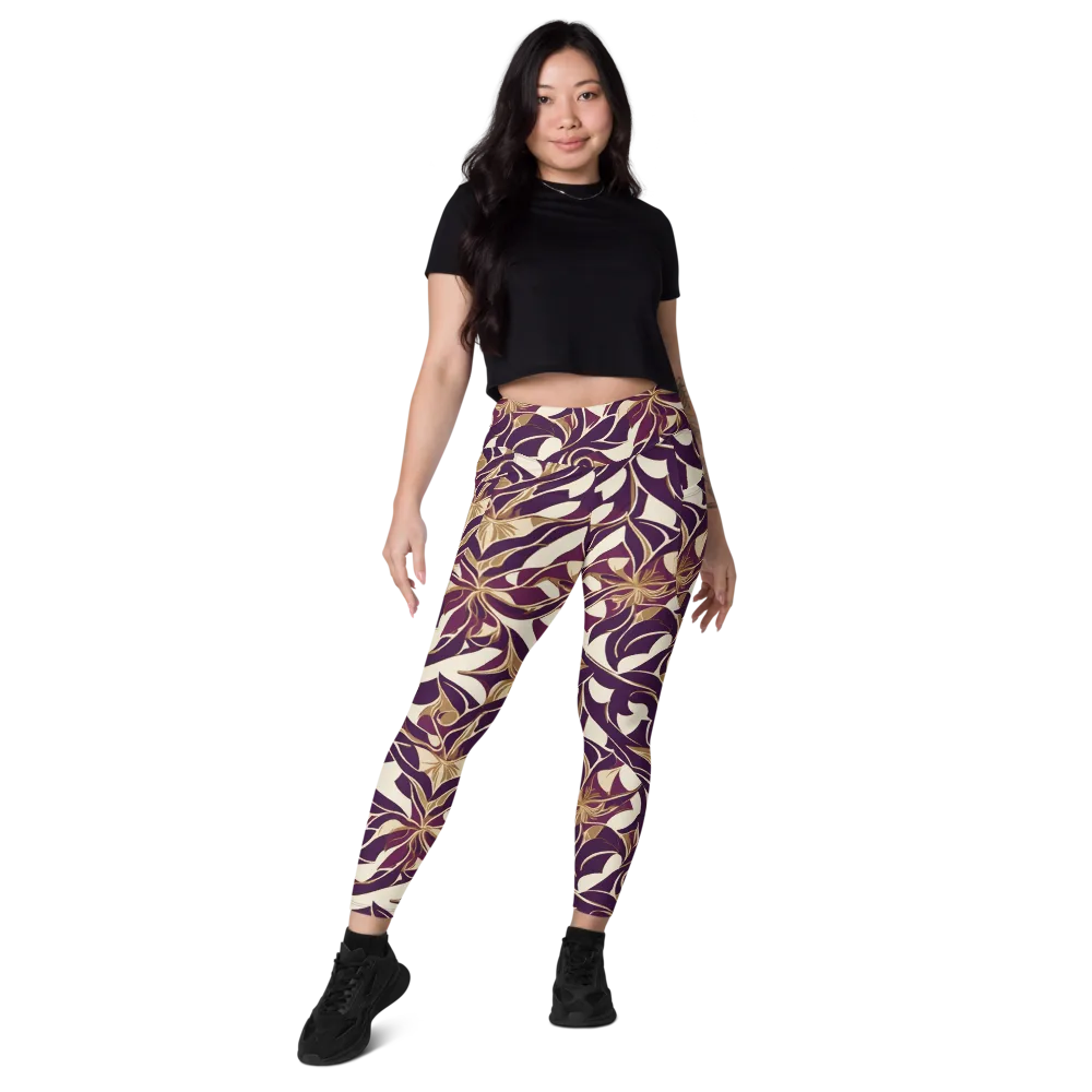 Amethyst Filigree on Leggings with Pockets — Front