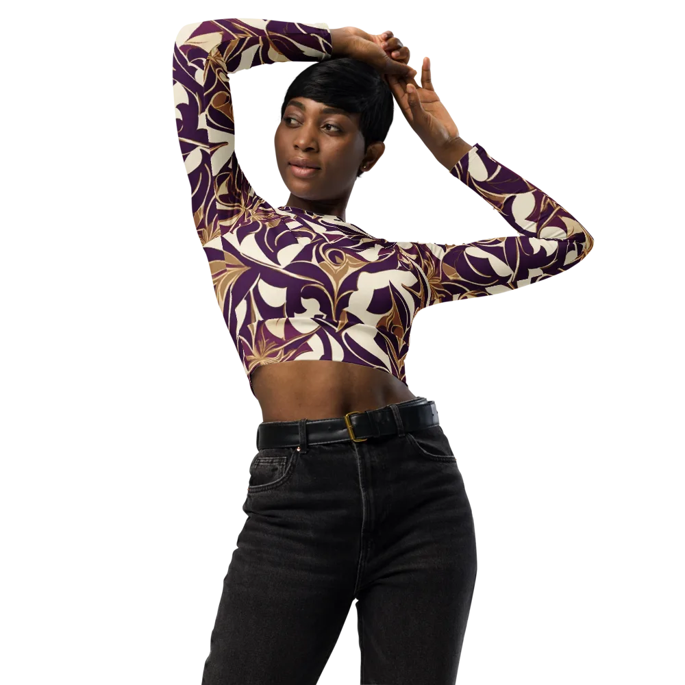 Amethyst Filigree on Long Sleeve Crop Top — Front