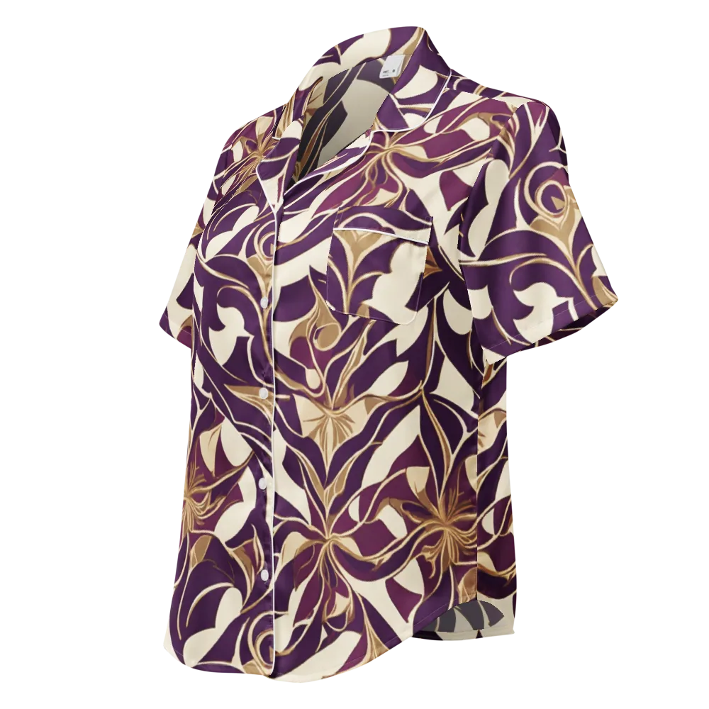 Amethyst Filigree on Women's Short Sleeve Pajama Top — Left Front