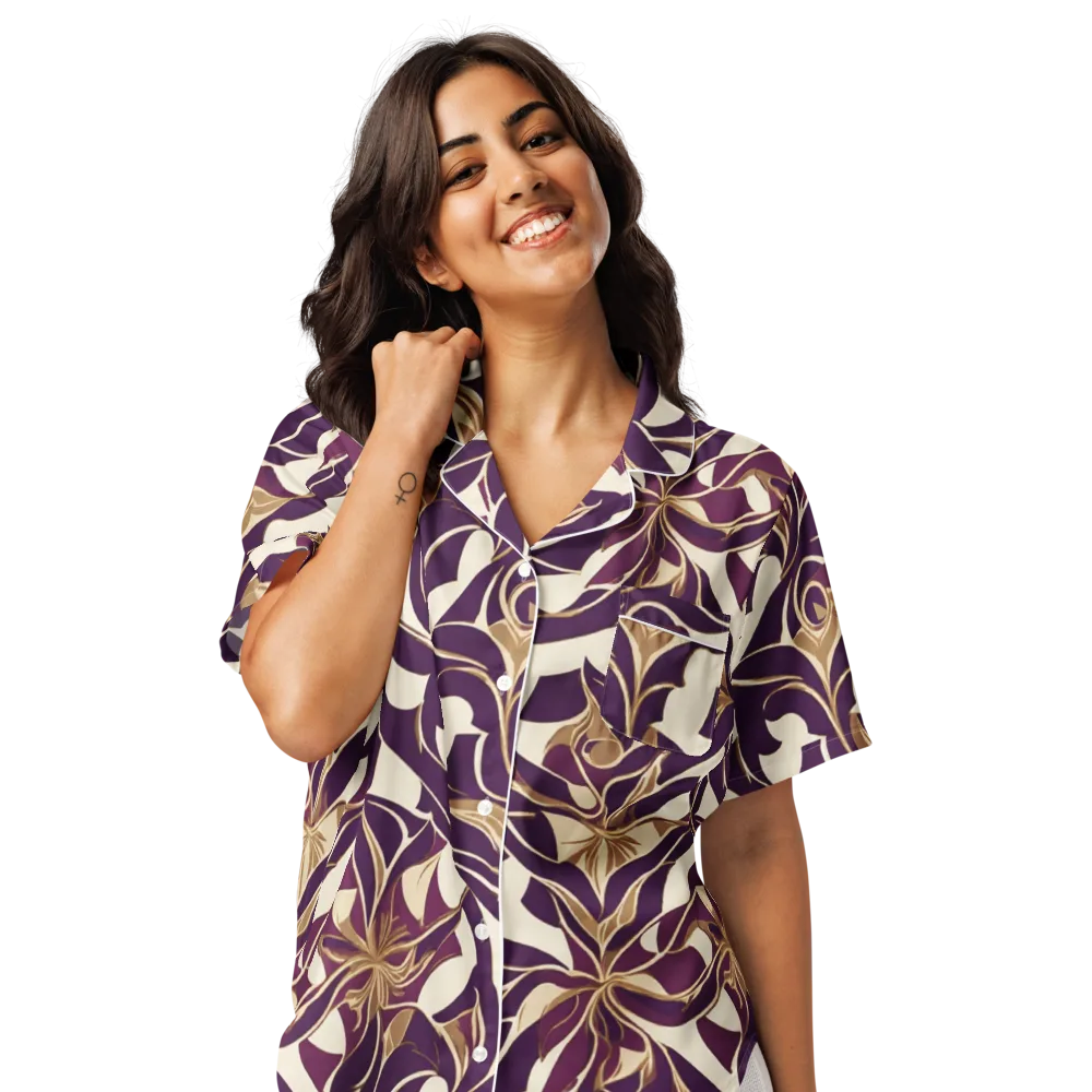Amethyst Filigree on Women's Short Sleeve Pajama Top — Front