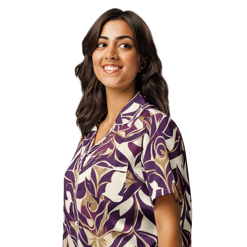 Amethyst Filigree on Women's Short Sleeve Pajama Top — Left Front