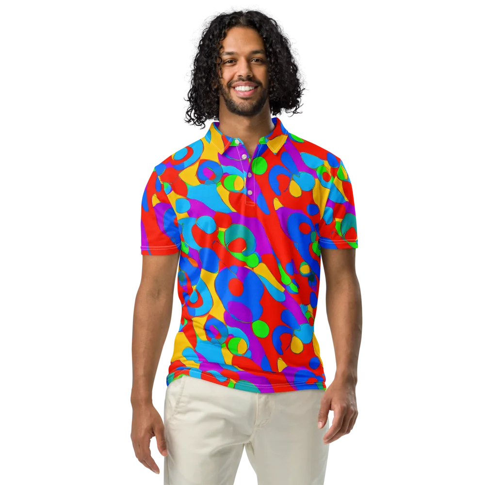 Acid Geometry on Men's Slim Fit Polo Shirt — Front