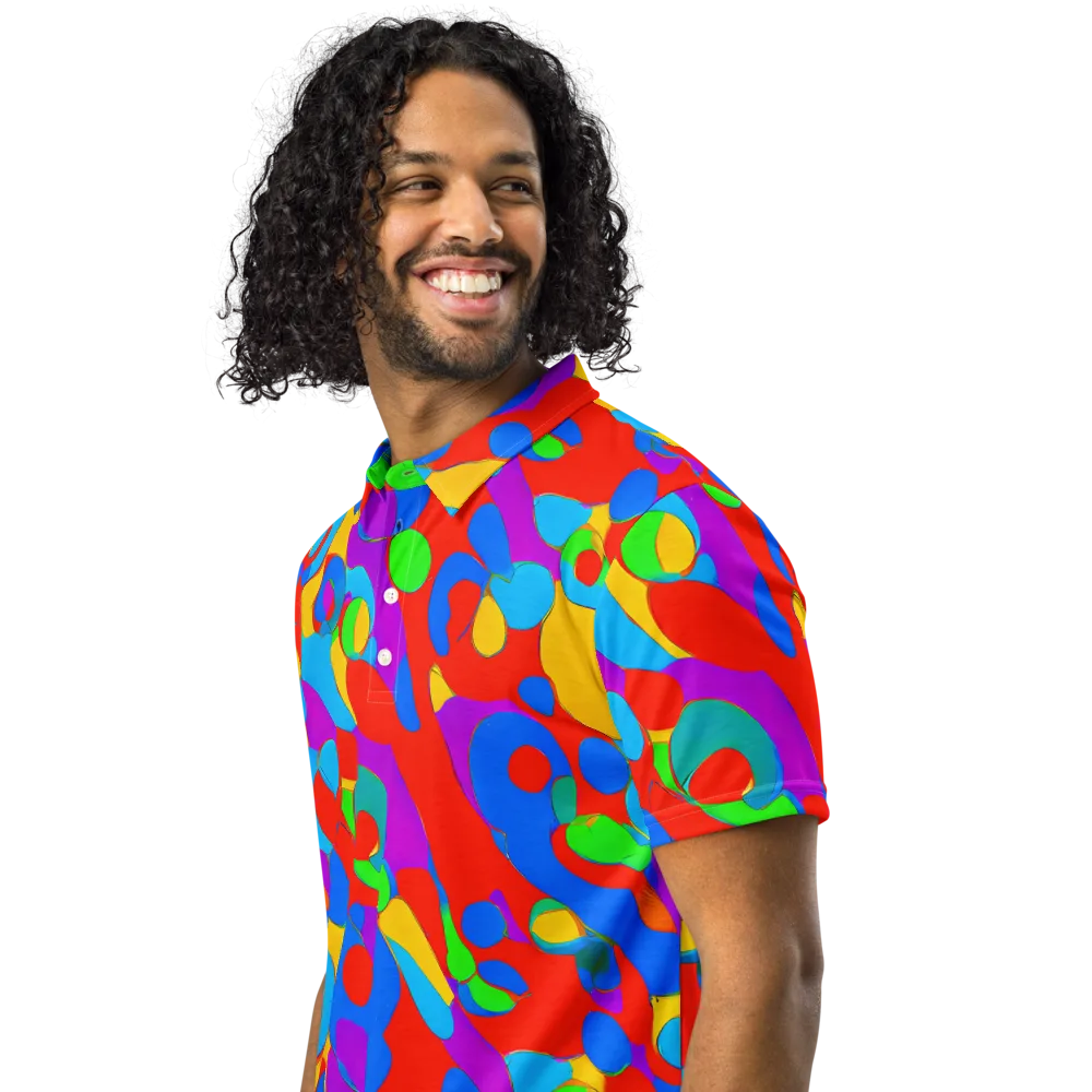 Acid Geometry on Men's Slim Fit Polo Shirt — Left Front