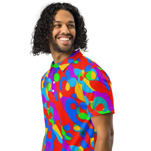 Acid Geometry on a Men's Slim Fit Polo Shirt