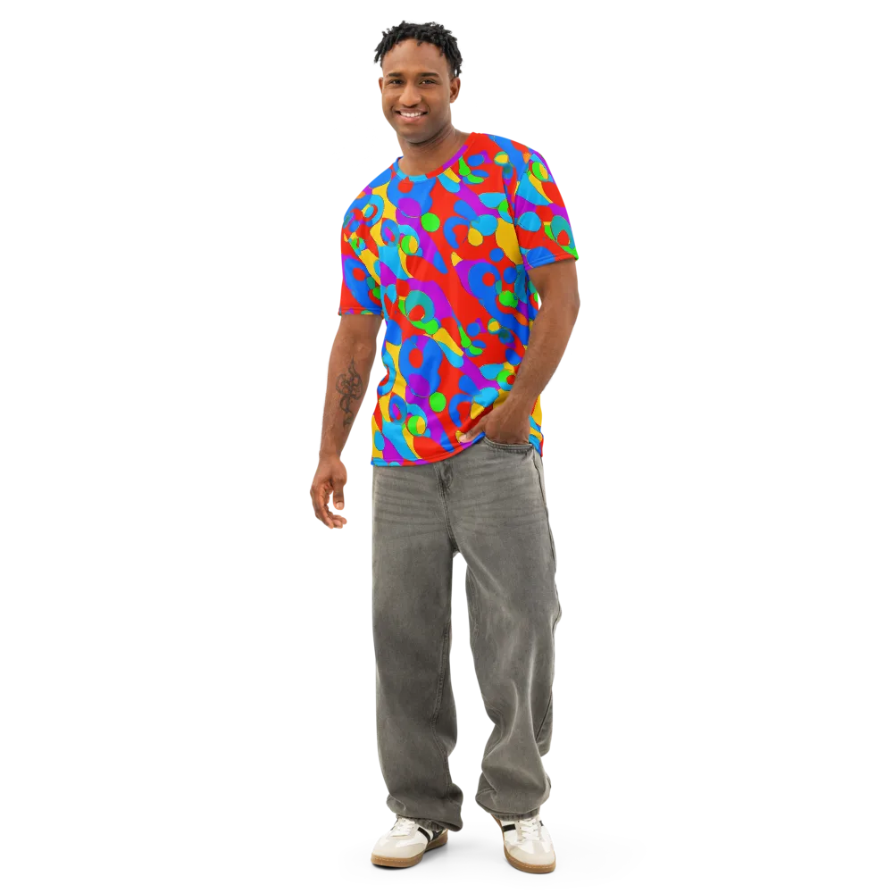 Acid Geometry on Men's Cotton Crew Neck T-Shirt — Front
