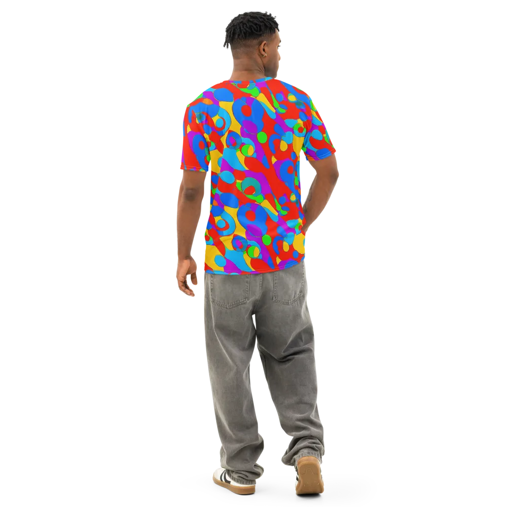 Acid Geometry on Men's Cotton Crew Neck T-Shirt — Back