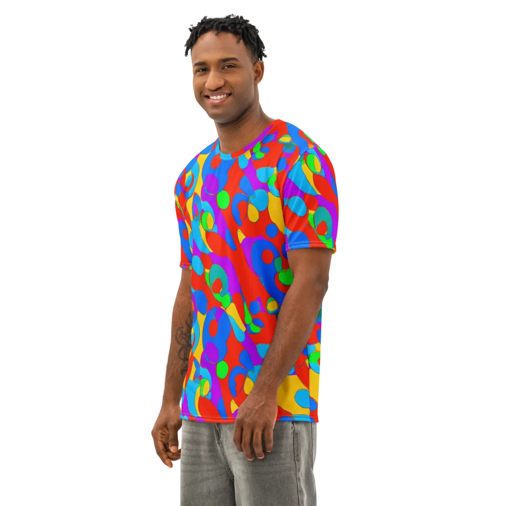 Acid Geometry on Men's Cotton Crew Neck T-Shirt — Left Front