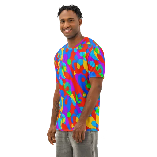 Acid Geometry on a Men's Cotton Crew Neck T-Shirt