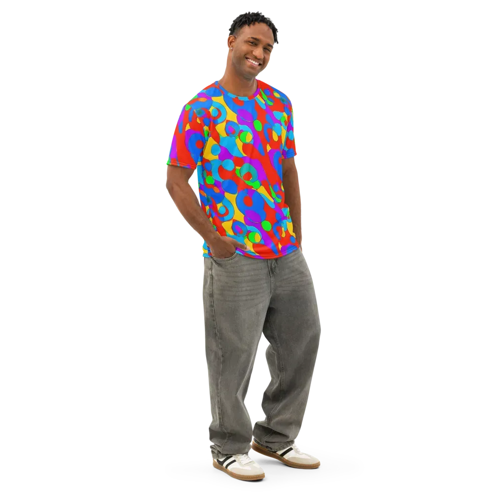Acid Geometry on Men's Cotton Crew Neck T-Shirt — Right Front