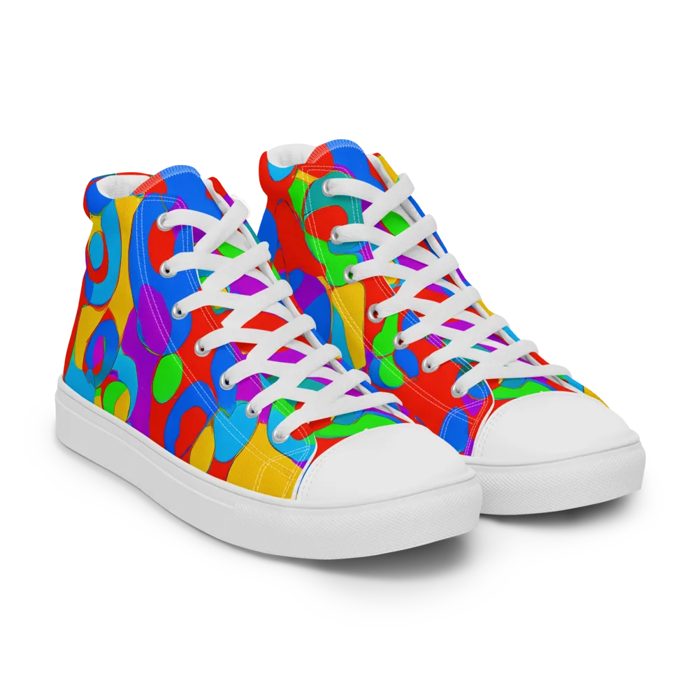 Acid Geometry on Men's High Top Canvas Shoes — Right Front