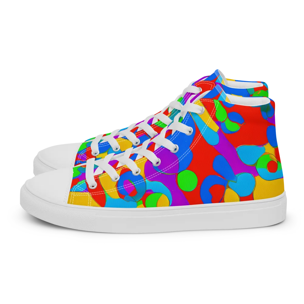 Acid Geometry on Men's High Top Canvas Shoes — Left