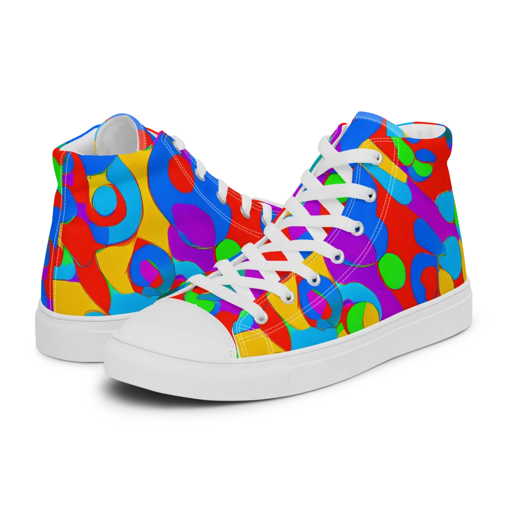Acid Geometry on Men's High Top Canvas Shoes — Left