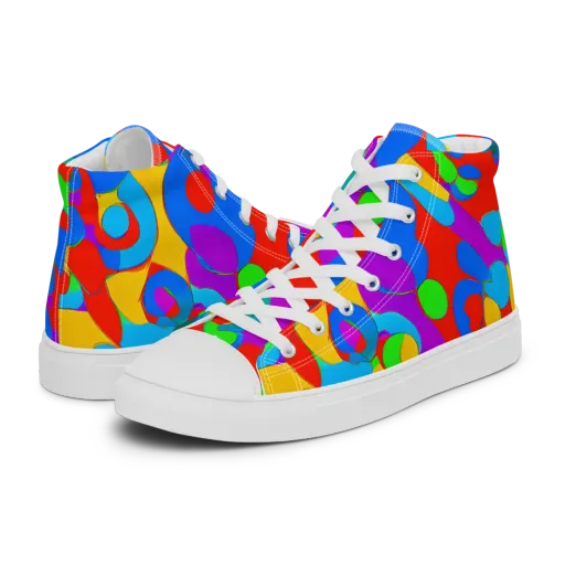 Acid Geometry on a Men's High Top Canvas Shoes