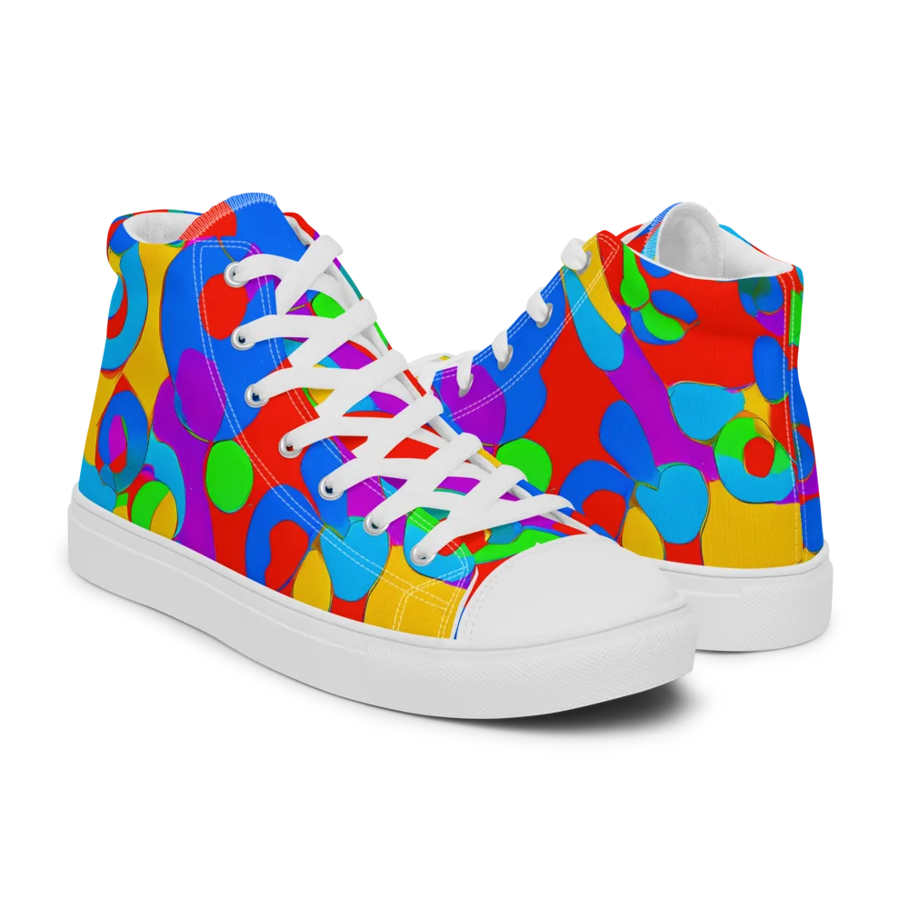 Acid Geometry on Men's High Top Canvas Shoes — Right