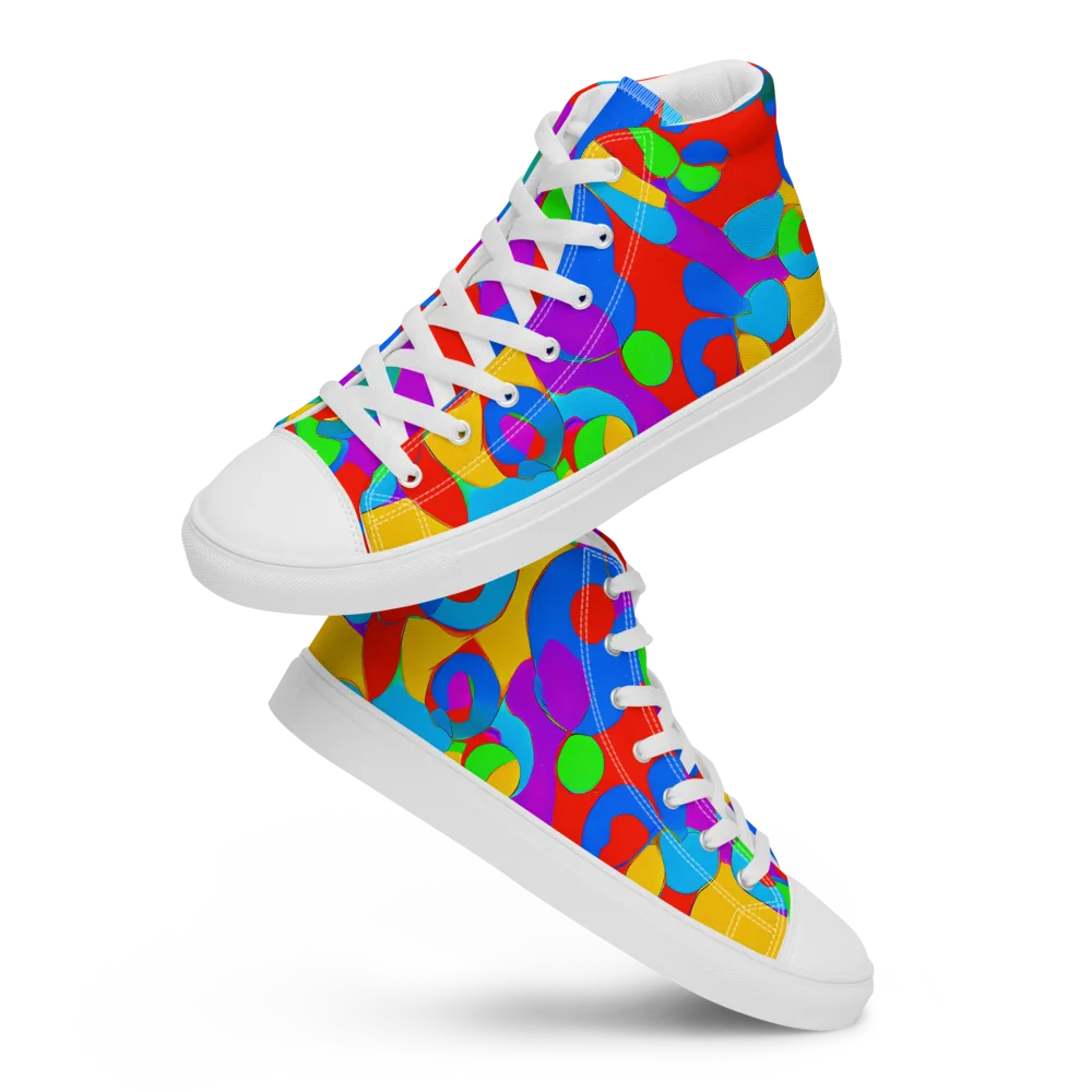 Acid Geometry on Men's High Top Canvas Shoes — Front