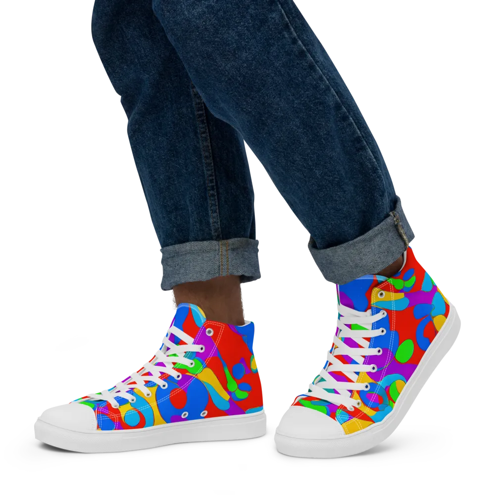 Acid Geometry on Men's High Top Canvas Shoes — Left