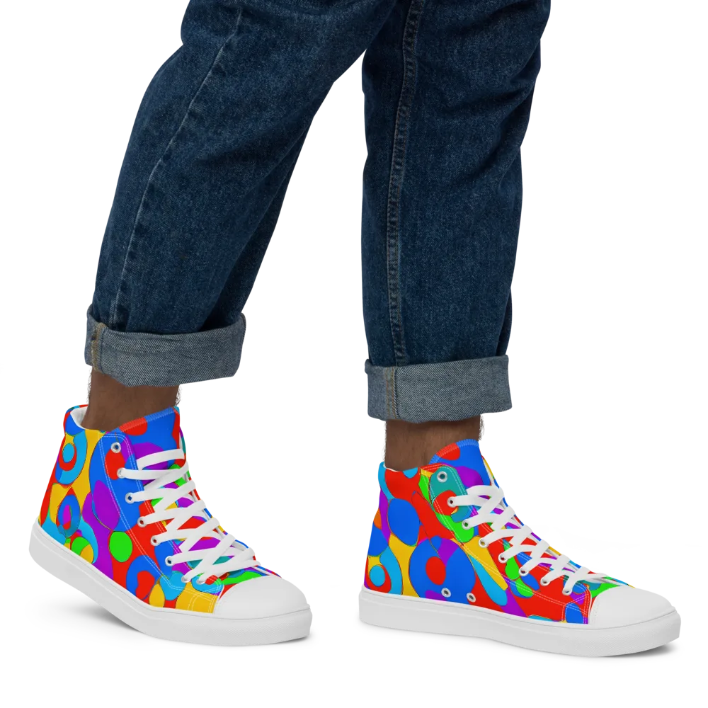 Acid Geometry on Men's High Top Canvas Shoes — Right