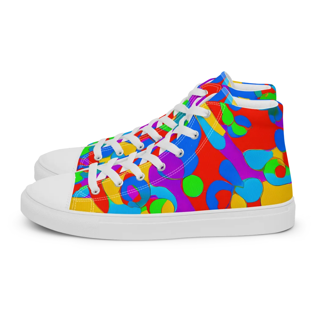 Acid Geometry on Women's High Top Canvas Shoes — Left
