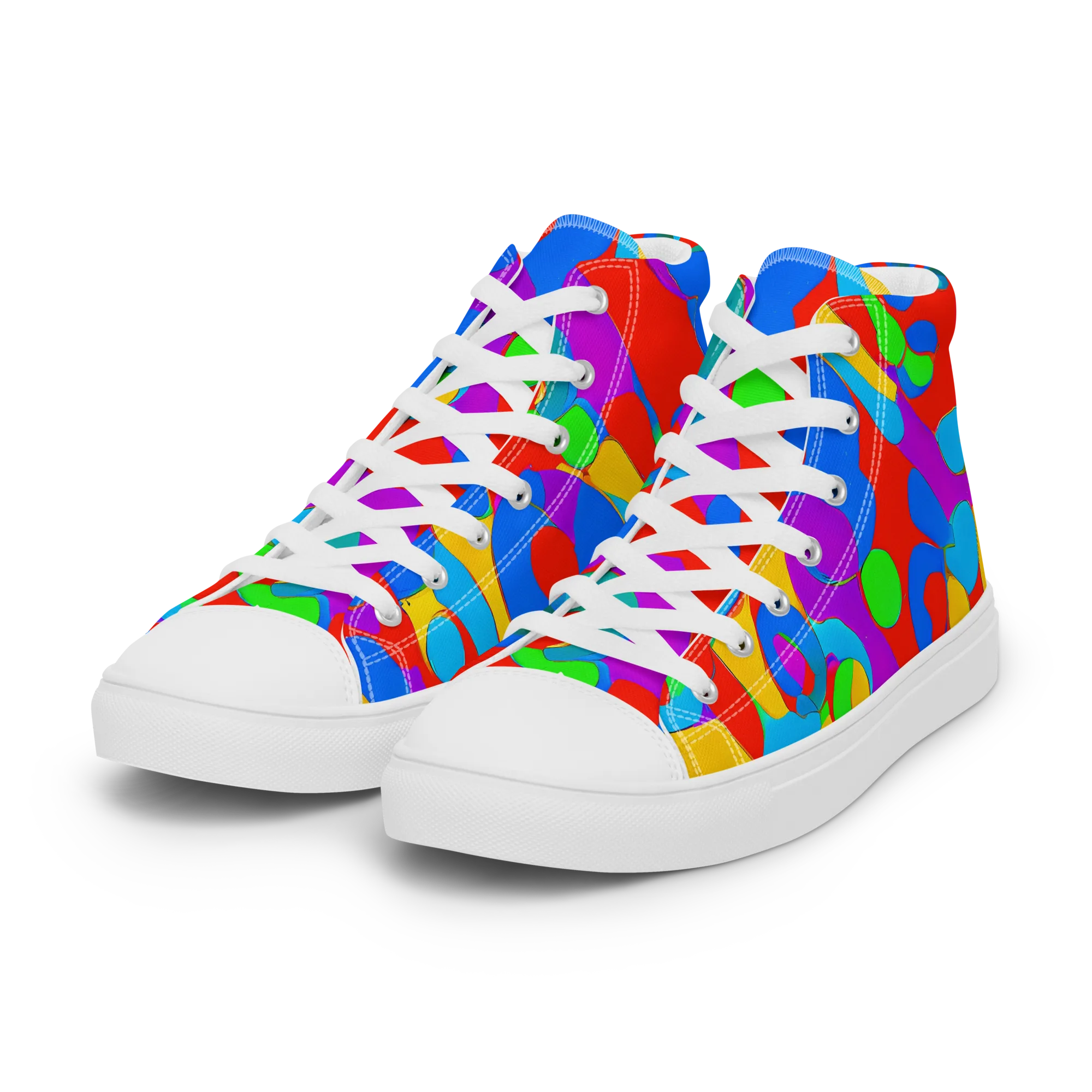 Acid Geometry on Women's High Top Canvas Shoes — Left Front