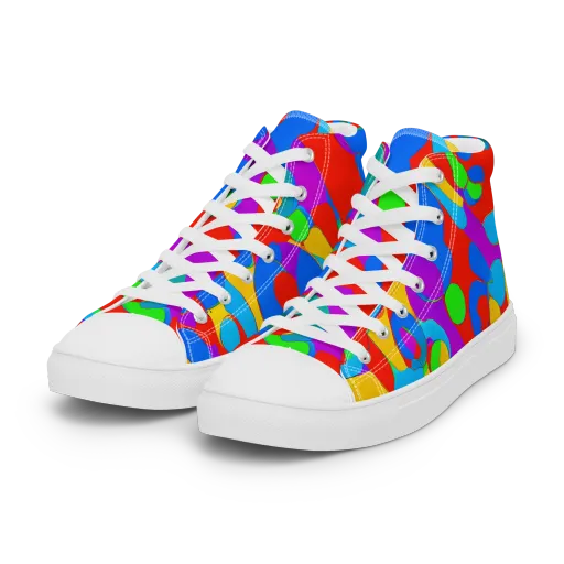Acid Geometry on a Women's High Top Canvas Shoes