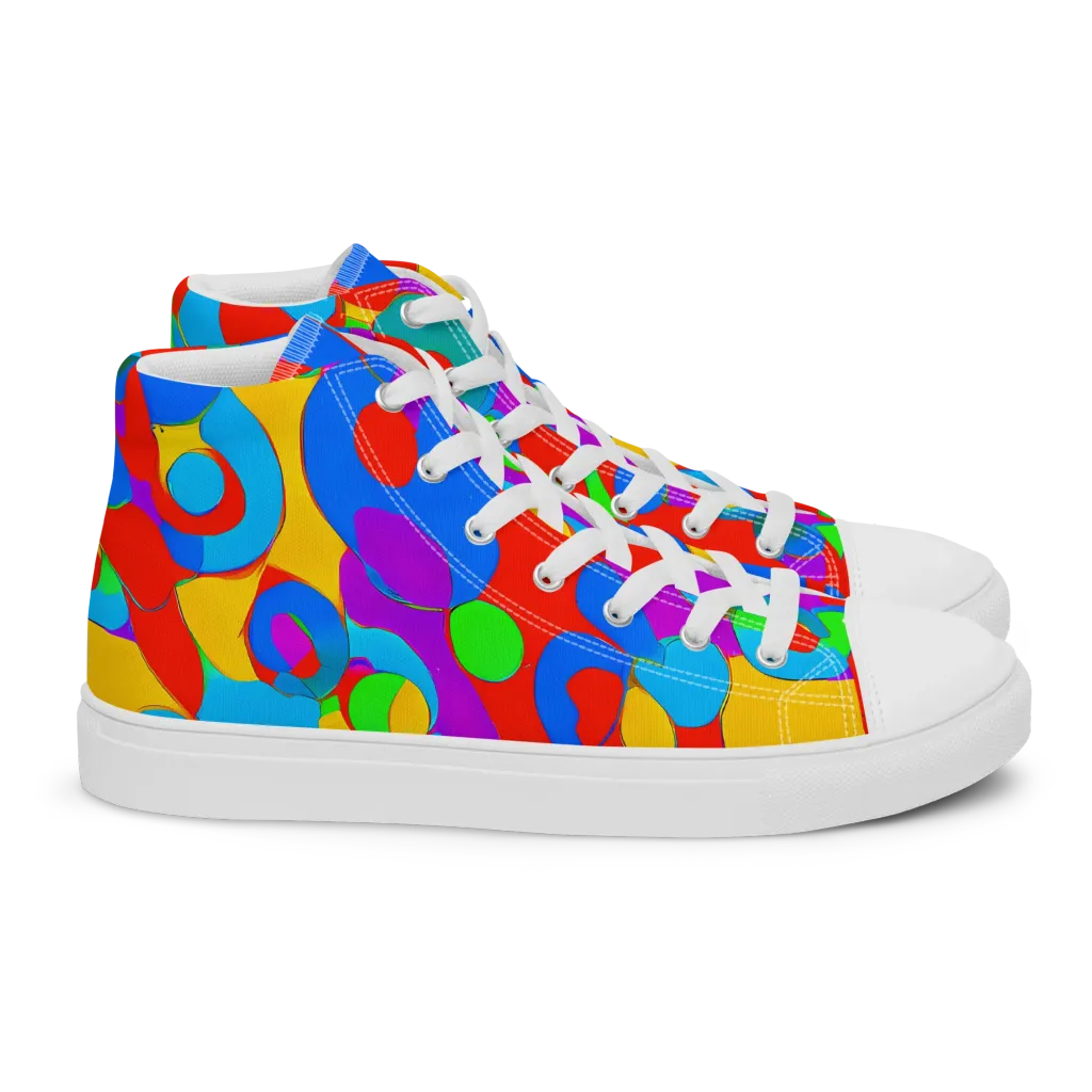 Acid Geometry on Women's High Top Canvas Shoes — Right