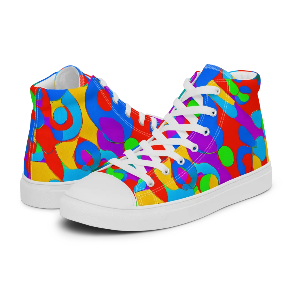 Acid Geometry on Women's High Top Canvas Shoes — Left