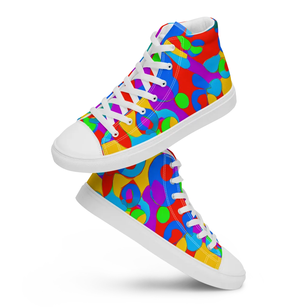 Acid Geometry on Women's High Top Canvas Shoes — Front