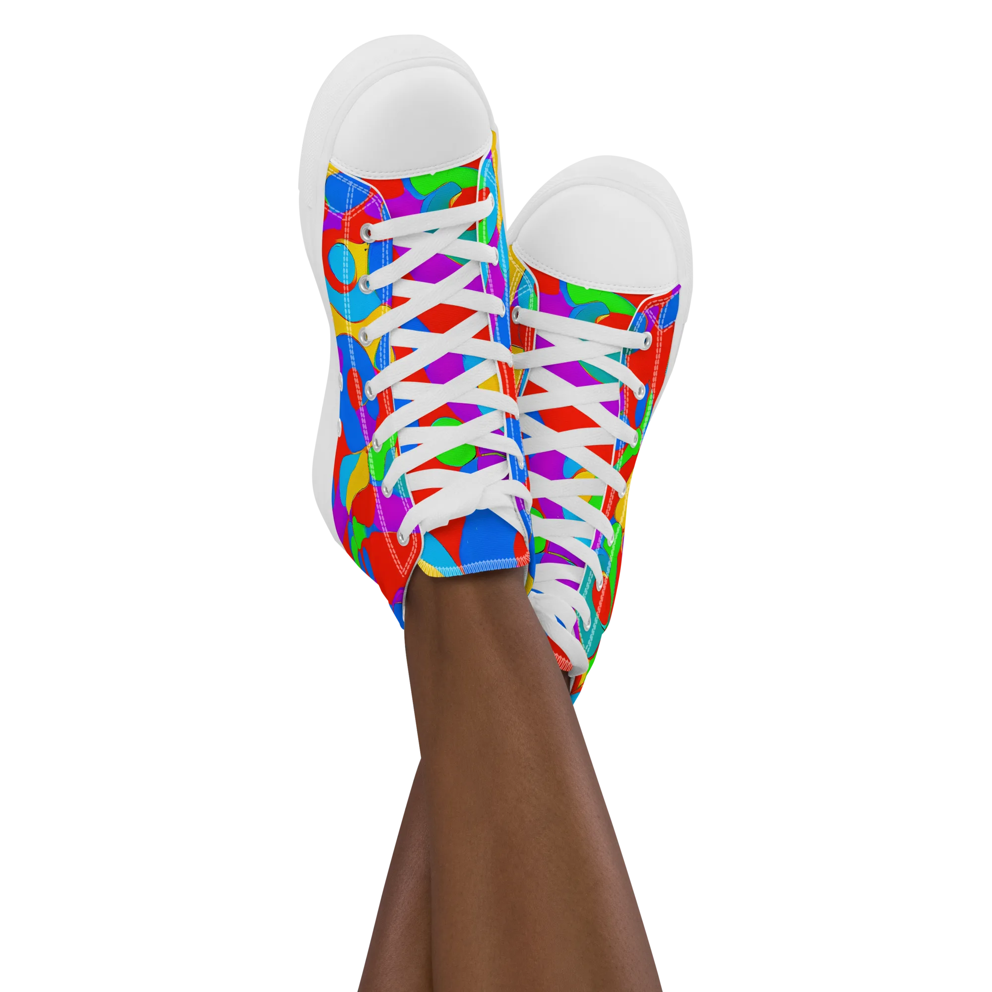 Acid Geometry on Women's High Top Canvas Shoes — Front