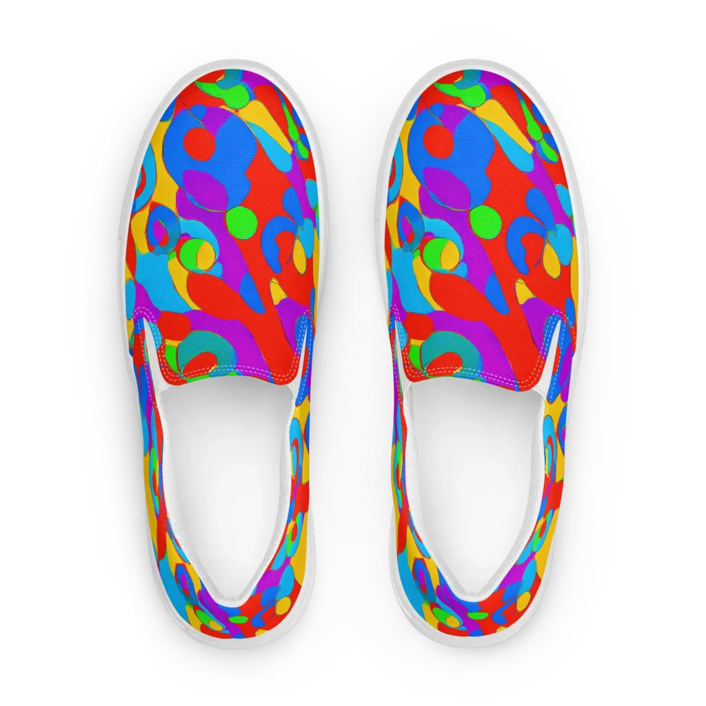 Acid Geometry on Men's Slip-On Canvas Shoes — Front