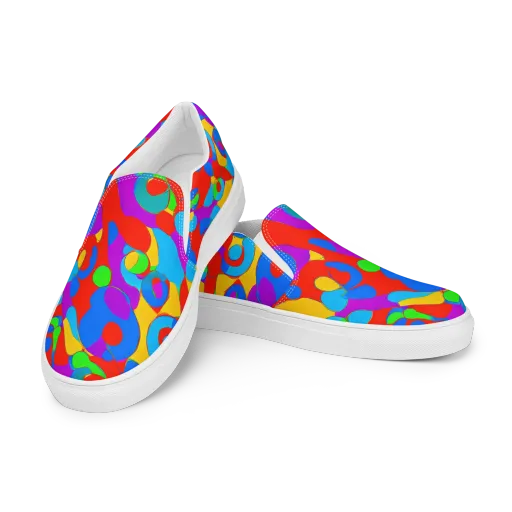 Acid Geometry on a Men's Slip-On Canvas Shoes