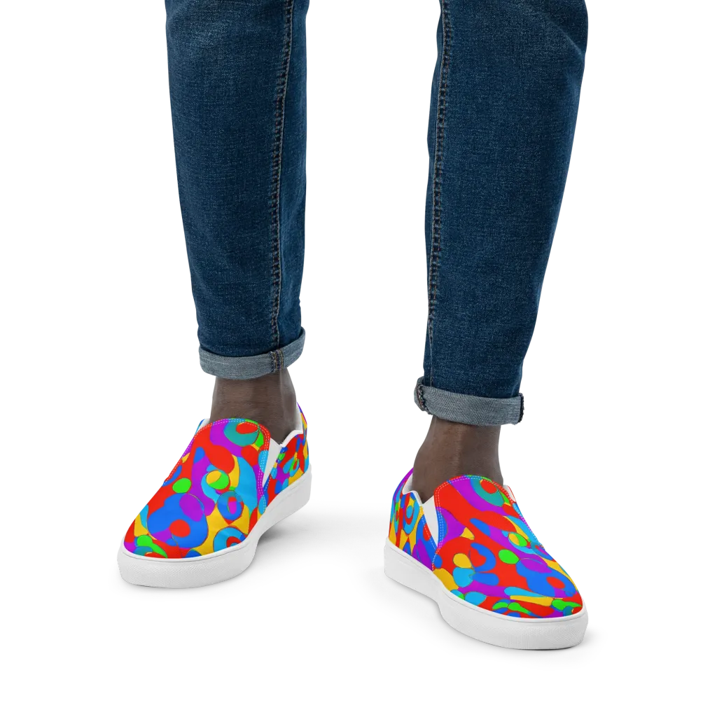 Acid Geometry on Men's Slip-On Canvas Shoes — Front