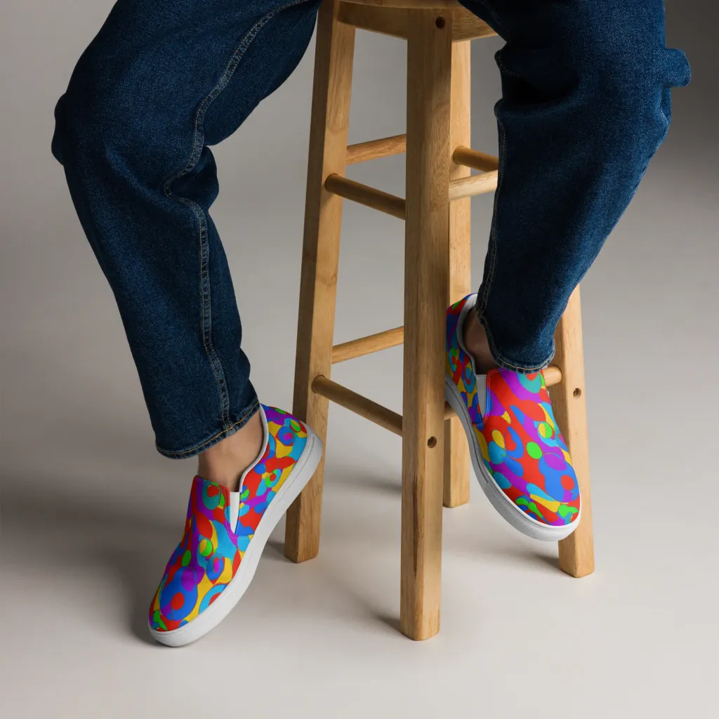 Acid Geometry on Men's Slip-On Canvas Shoes — Front