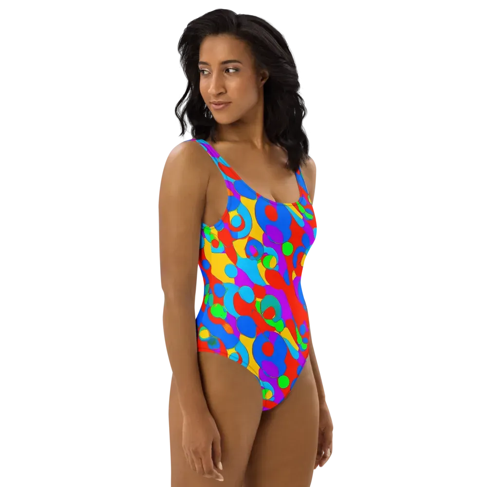 Acid Geometry on One-Piece Swimsuit — Right