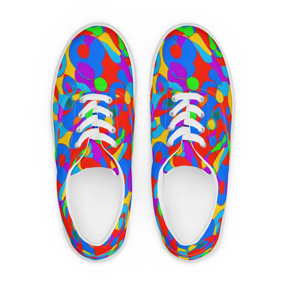Acid Geometry on Men's Lace-Up Canvas Shoes — Front