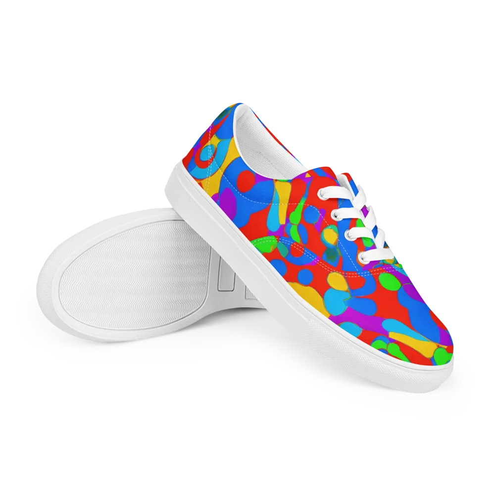 Acid Geometry on Men's Lace-Up Canvas Shoes — Right Front