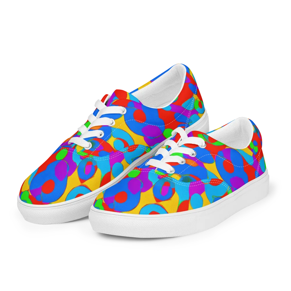 Acid Geometry on Men's Lace-Up Canvas Shoes — Left Front